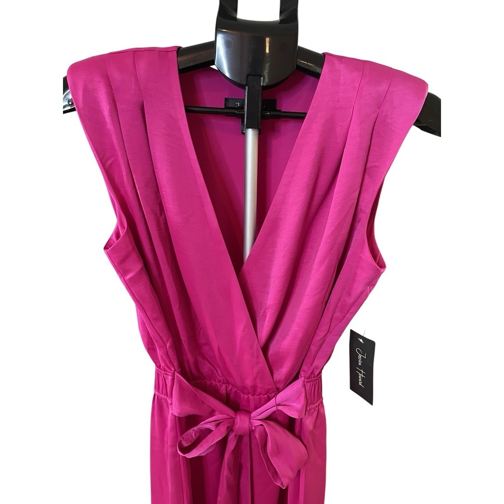 Jessica Howard Pink Sleeveless Padded Shoulder Belted Sheath Dress Size 8 NWT - Picture 3 of 6
